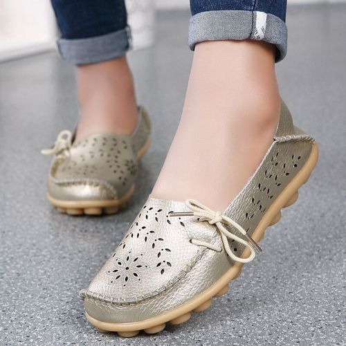 Chaussures Mocassins D'automne En Cuir Véritable Pour Femmeschaussures De Ballet N?ud Papillongrande Taille