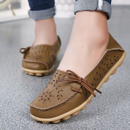 Chaussures Mocassins D'automne En Cuir Véritable Pour Femmeschaussures De Ballet N?ud Papillongrande Taille