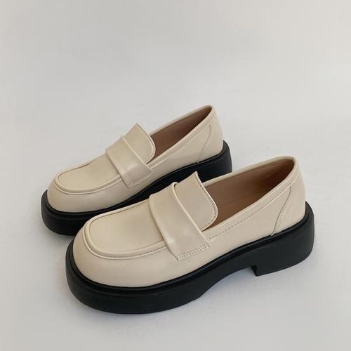 Chaussures Mocassins Avec Fourrure Pour Femmeschaussures Plateforme Rondestyle Britanniquebouche Peu Profondechaussures D'automne Pour Femmesbottes Décontractéesnoir