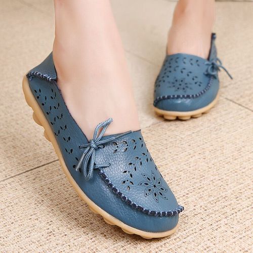Chaussures Mocassins D'automne En Cuir Véritable Pour Femmeschaussures De Ballet N?ud Papillongrande Taille