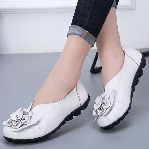 Mocassins Plats Confortables En Cuir Véritable Pour Femmes,Chaussures De Ballet,Grande Taille 35-44,2022