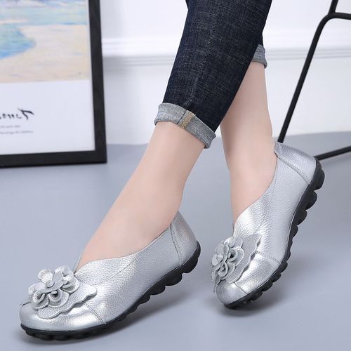 Mocassins Plats Confortables En Cuir Véritable Pour Femmes,Chaussures De Ballet,Grande Taille 35-44,2022