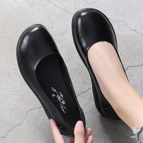 Chaussures Mocassins Bout Rond En Cuir Véritable Pour Femmechaussures D'été Blanchesrespirantesplatesdécontractées