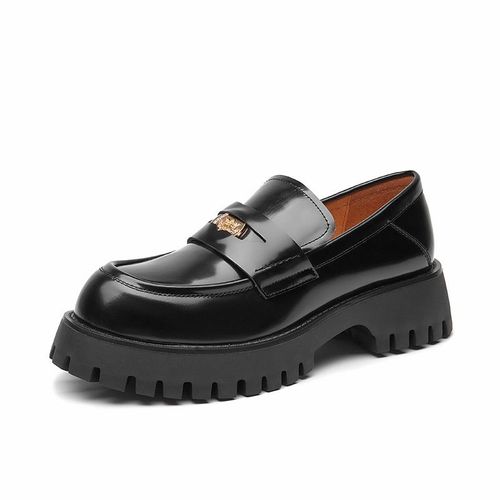 Chaussures Mocassins Plateforme En Cuir De Vache Véritable Pour Femmechaussures Plates Bout Ronddécontractées Etpaissesfaites La Main26569