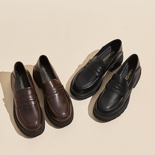 Chaussures En Cuir Pu Pour Femmes,Mocassins À Talons Mi-Hauts,Style Japonais,Lolita Jk - 35