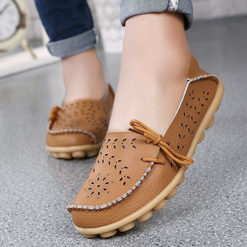 Chaussures Mocassins D'automne En Cuir Véritable Pour Femmeschaussures De Ballet N?ud Papillongrande Taille