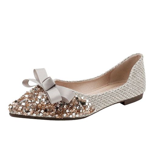 Chaussures De Marche Plates À Enfiler Pointues Pour Femmes,Mocassins À N?Ud Papillon,Décontracté,Tout Match,Taille 43