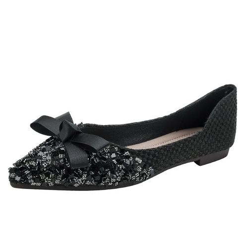 Chaussures De Marche Plates À Enfiler Pointues Pour Femmes,Mocassins À N?Ud Papillon,Décontracté,Tout Match,Taille 43