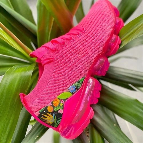 Baskets En Tissu Tricoté À Lacets Pour Femmes,Chaussures De Sport Décontractées,Grande Taille,Plates,À La Mode,Printemps 2022 - 38