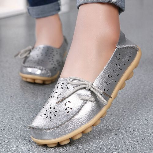 Chaussures Mocassins D'automne En Cuir Véritable Pour Femmeschaussures De Ballet N?ud Papillongrande Taille
