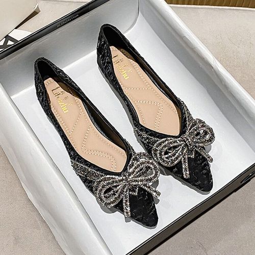 Mocassins Plats À Enfiler Pour Femmes,Chaussures De Ballet À N?Ud,Grande Taille 35-43,Vc2613