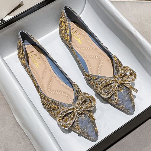 Mocassins Plats À Enfiler Pour Femmes,Chaussures De Ballet À N?Ud,Grande Taille 35-43,Vc2613