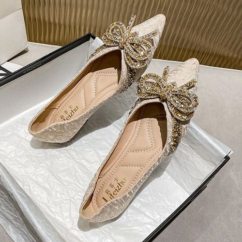 Mocassins Plats À Enfiler Pour Femmes,Chaussures De Ballet À N?Ud,Grande Taille 35-43,Vc2613