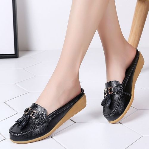 Chaussures Mocassins En Cuir Pour Femmeschaussures D'été Plates Et Décontractéesdemichaussures