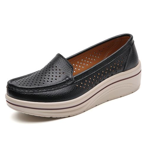 Chaussures Mocassins En Cuir Pour Femmeschaussures Décontractéescreusesplatesà Enfilerrespirantesà Plateformezapatos Mujer