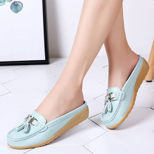 Chaussures Mocassins En Cuir Pour Femmeschaussures D'été Plates Et Décontractéesdemichaussures