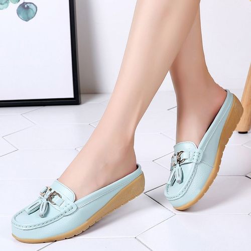 Chaussures Mocassins En Cuir Pour Femmeschaussures D'été Plates Et Décontractéesdemichaussures