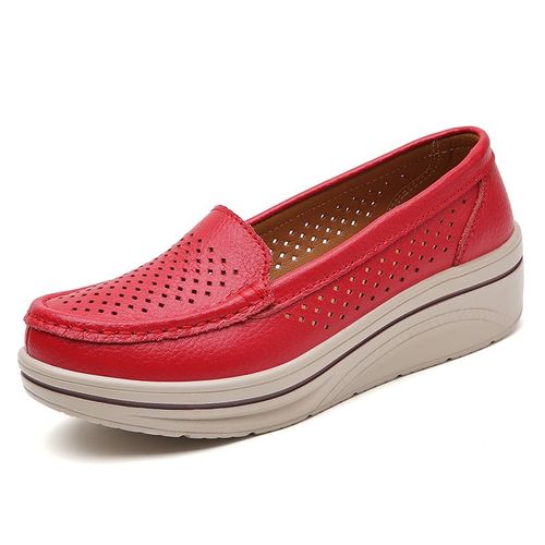 Chaussures Mocassins En Cuir Pour Femmeschaussures Décontractéescreusesplatesà Enfilerrespirantesà Plateformezapatos Mujer