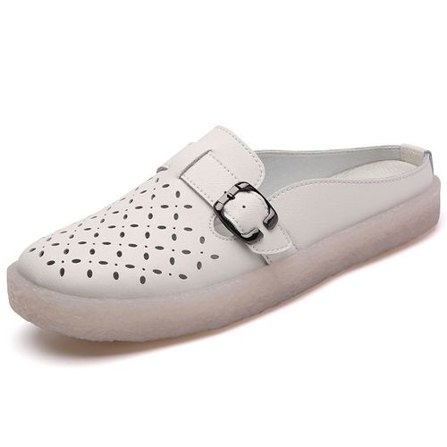 Chaussures Décontractées En Cuir Pour Femmes,Demi-Mocassins Découpés Pour Dames,Chaussures Plates,Mocassins Pour Femmes,Marque De Luxe,Demi-Pantoufles