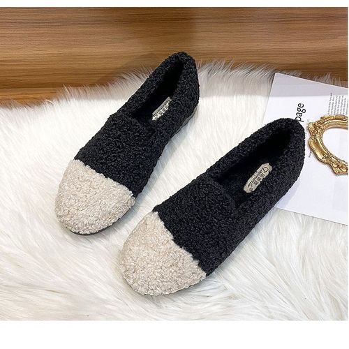 Mocassins En Fourrure De Laine Bouclée Pour Femmes,Couleurs Mélangées,Chaussures Plates En Peluche,L'offre Elles Épaisses,Mocassins Polaires,Grande Taille 34-43,Hiver