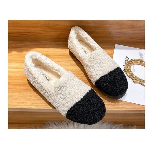 Mocassins En Fourrure De Laine Bouclée Pour Femmes,Couleurs Mélangées,Chaussures Plates En Peluche,L'offre Elles Épaisses,Mocassins Polaires,Grande Taille 34-43,Hiver