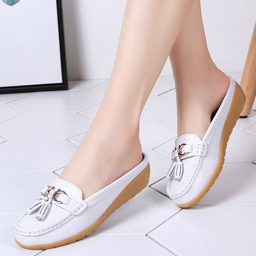 Chaussures Mocassins En Cuir Pour Femmeschaussures D'été Plates Et Décontractéesdemichaussures