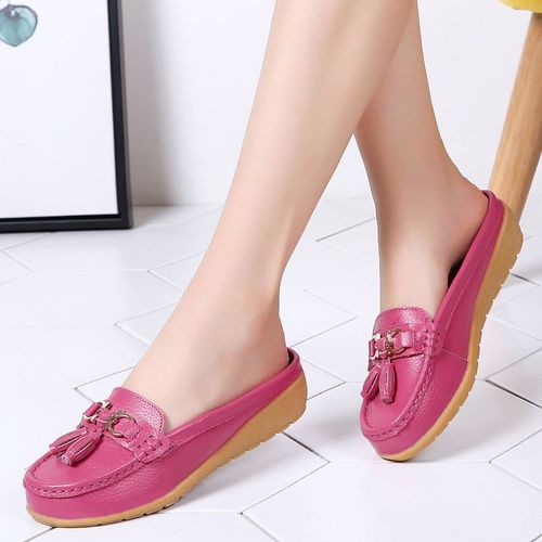 Chaussures Mocassins En Cuir Pour Femmeschaussures D'été Plates Et Décontractéesdemichaussures