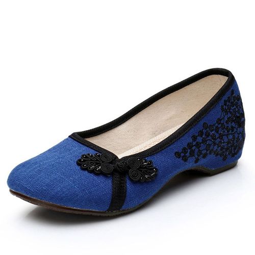 Chaussures Chaussures De Danse En Toile Pour Femmesmocassins Légersde Marched'étérespiranteschaussures Plates En Tissu Brodé Traditionnel