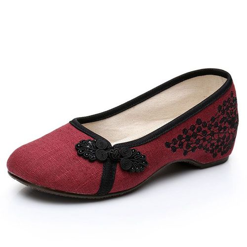 Chaussures Chaussures De Danse En Toile Pour Femmesmocassins Légersde Marched'étérespiranteschaussures Plates En Tissu Brodé Traditionnel