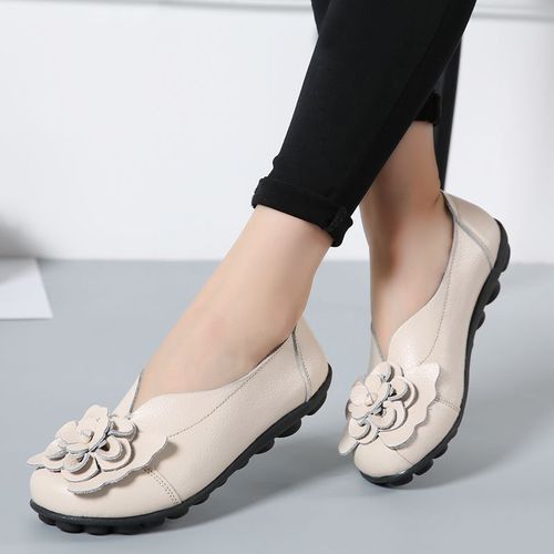 Mocassins Plats Confortables En Cuir Véritable Pour Femmes,Chaussures De Ballet,Grande Taille 35-44,2022