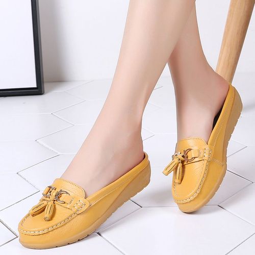 Chaussures Mocassins En Cuir Pour Femmeschaussures D'été Plates Et Décontractéesdemichaussures