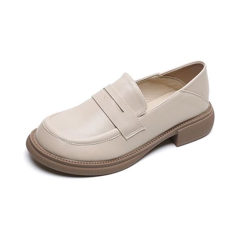 Mocassins En Cuir Souple Beige Pour Femmes,Chaussures Plates À Enfiler,Baskets,Grande Taille 43