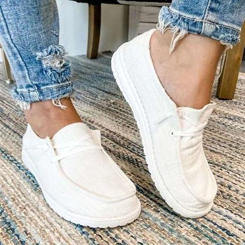Chaussures En Toile Pour Femmes,Baskets Plates Respirantes,Mocassins Décontractés,Chaussures De Sport De Marche,Mode Estivale,Taille 43,Wsh4461