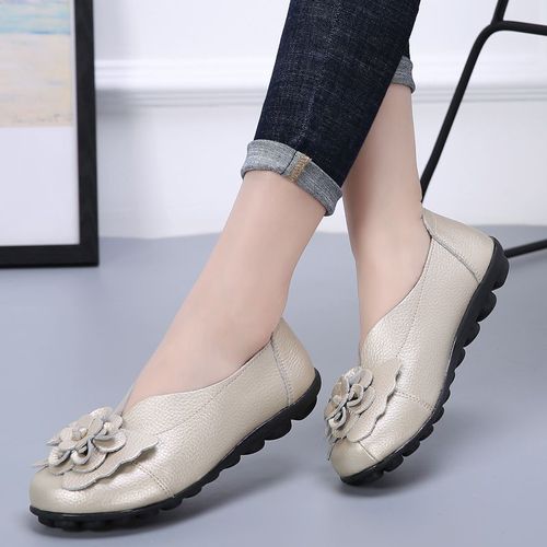 Mocassins Plats Confortables En Cuir Véritable Pour Femmes,Chaussures De Ballet,Grande Taille 35-44,2022