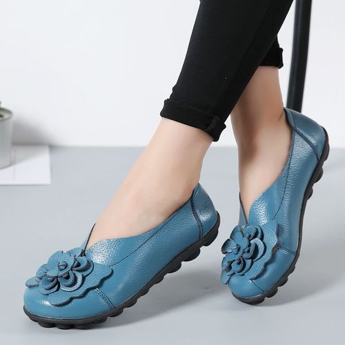 Mocassins Plats Confortables En Cuir Véritable Pour Femmes,Chaussures De Ballet,Grande Taille 35-44,2022