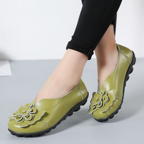 Mocassins Plats Confortables En Cuir Véritable Pour Femmes,Chaussures De Ballet,Grande Taille 35-44,2022