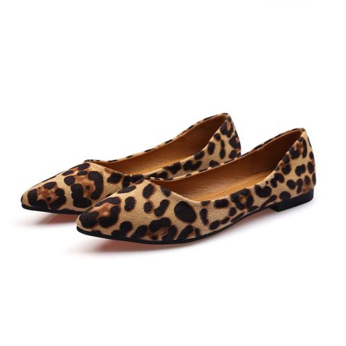 Chaussures Plates Pointues Léopard Pour Femmes Mocassins Enfiler Chaussures De Ballet Parker Grande Petite Basique Travail Féminin Sexy
