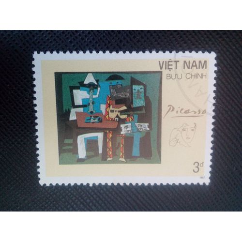 Timbre Vietnam Y T 823 Tableaux De Picasso Les Trois Musiciens 1987 ( 020607 )