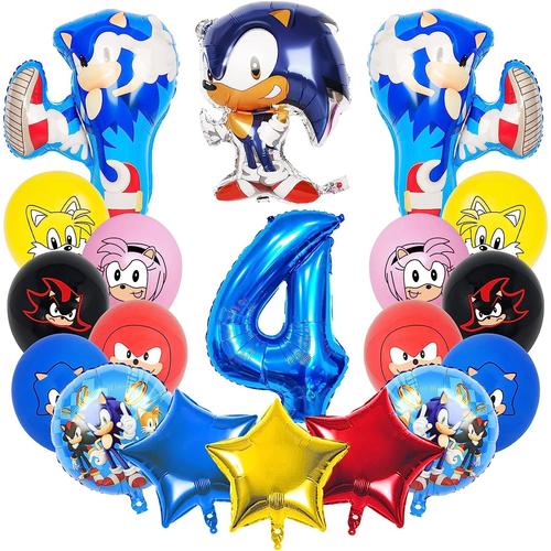 Ballons d'anniversaire Sonic, Ballons en Feuille pour Enfants, Accessoires  de Fête d'anniversaire pour Enfants, Ballon Géant Numéro 4, pour Filles  Garçons de 4 Ans, Décoration de Ballons de Fête