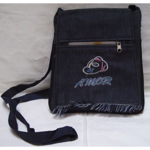 Pochette / Sacoche " Amor " - bleu - 21 X 19 Cm