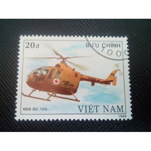Timbre Vietnam Y T 872 Hélicoptères Mbb Bo 105 1989 ( 020607 )