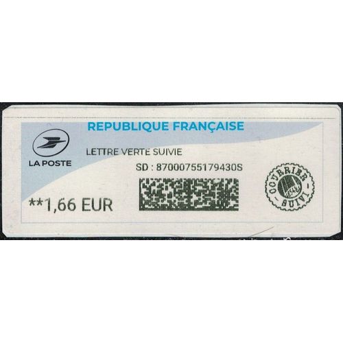 France Vignette Sur Fragment Lettre Verte Suivie Su