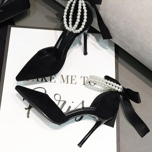 Chaussures Escarpins Talons Hauts Et Fins Pour Femmeschaussures De Soirée Pointuesmode Enfilerperles De Ficelle De Printempsescarpins Monochromes Pour Adultesparkeren Vente