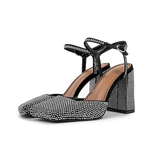 Chaussures Sandales Talonspais Carrés Strass Bling Pour Femmeescarpins Lanières De Rincage Paillettesstyle Occidentallégantnouvelle Mode