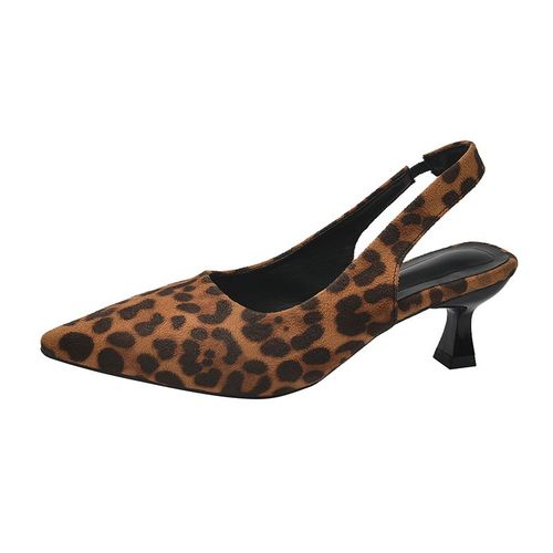 Chaussures Sandales Plates Pointues Sans Talons Pour Femmesimprimé Léopardslingback Décontractéchaussures Bassesété