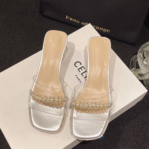 Chaussures Pantoufles Talonspais En Pvc Transparent Pour Femmestongsescarpinschaussuresdiapositivesstringperlesexyrobemodeété