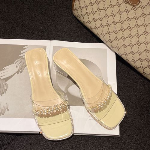 Chaussures Pantoufles Talonspais En Pvc Transparent Pour Femmestongsescarpinschaussuresdiapositivesstringperlesexyrobemodeété