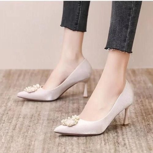 Chaussures Talons Hauts En Biscuits Pour Femmesescarpins N?ud Papillonchaussures Pointues Pour Femmesfête De Mariage En Cristal
