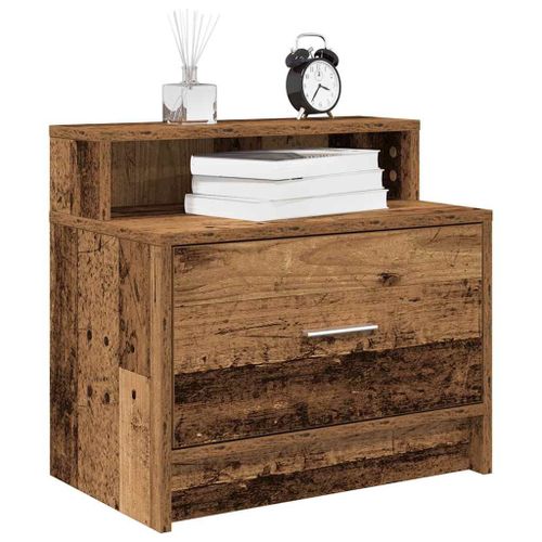Vidaxl Tables De Chevet Avec Tiroir 2 Pcs Vieux Bois 51x31x47 Cm