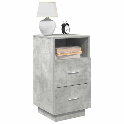 Vidaxl Table De Chevet Avec 2 Tiroirs Gris Béton 36x36x68 Cm